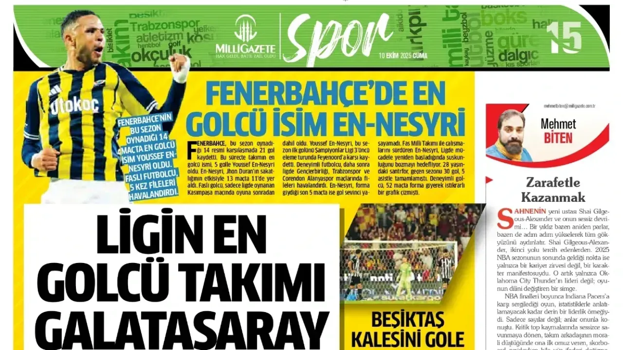 Spor haberleri: 10 Ekim 2025 gazetelerde futbol manşetleri