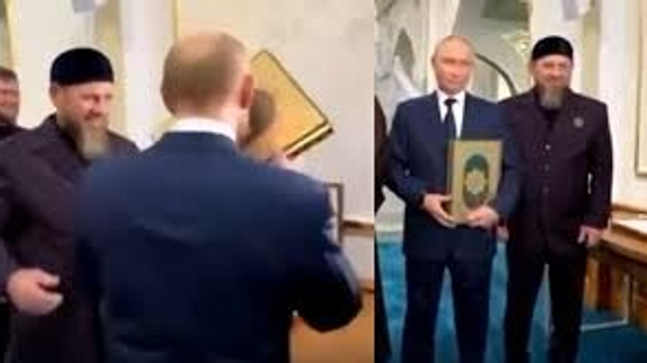 Rusya Devlet Başkanı Putin, Hz. İsa'nın adını taşıyan camiyi ziyaret ederek Kur'an-ı Kerim'i öptü