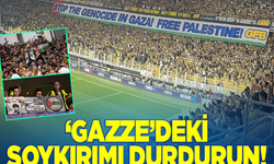 Fenerbahçe taraftarından Şampiyonlar Ligi maçında Filistin’e destek: Gazze’deki soykırımı durdurun! Özgür Filistin!