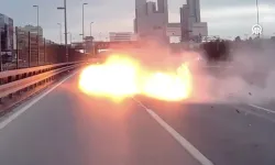 D-100'de dehşet anları: Makas attı, alev topuna döndü