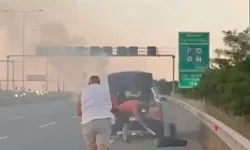 Kuzey Marmara'da korku dolu anlar! Elektrikli otomobil küle döndü