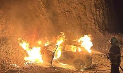 Siirt'te seyir halindeki otomobil yandı