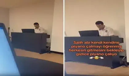 Güvenlik görevlisi herkes gittikten sonra piyanonun başına geçti: Hünerlerini konuşturdu!