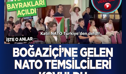 Boğaziçi’ne gelen NATO temsilcileri kovuldu! Filistin ve iran bayrakları açıldı