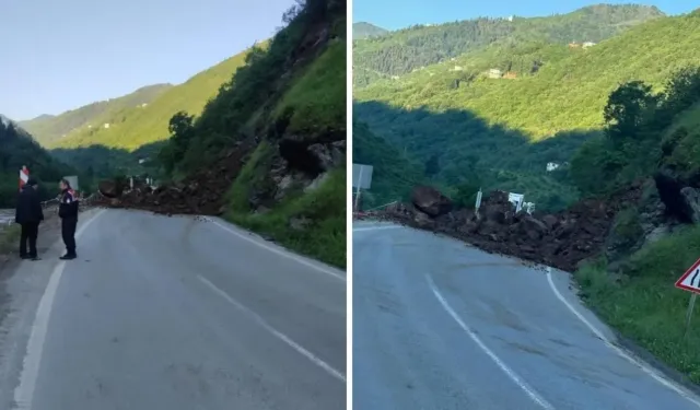 Trabzon-Bayburt karayolunda heyelan: Yol 1,5 saat sonra ulaşıma açıldı!