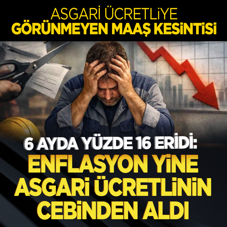 Asgari ücretliye görünmeyen maaş kesintisi 6 ayda yüzde 16 eridi: Enflasyon yine asgari ücretlinin cebinden aldı