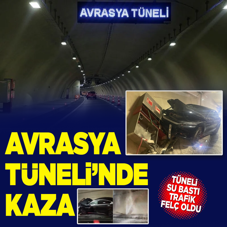 İstanbul'da sabah çilesi: Avrasya Tüneli'nde kaza sonrası tüneli su bastı! Trafik felç oldu...