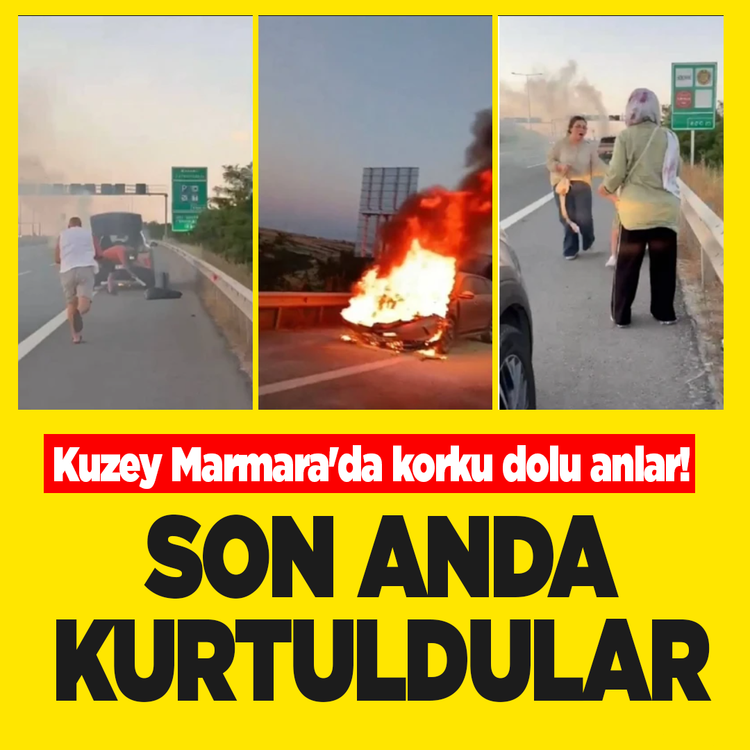 Kuzey Marmara'da korku dolu anlar! Elektrikli otomobil küle döndü