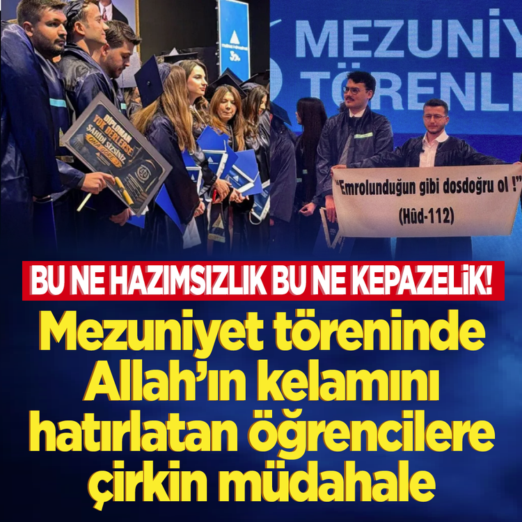 Bu ne hazımsızlık bu ne kepazelik! Mezuniyet töreninde Allah’ın kelamını hatırlatan öğrencilere müdahale