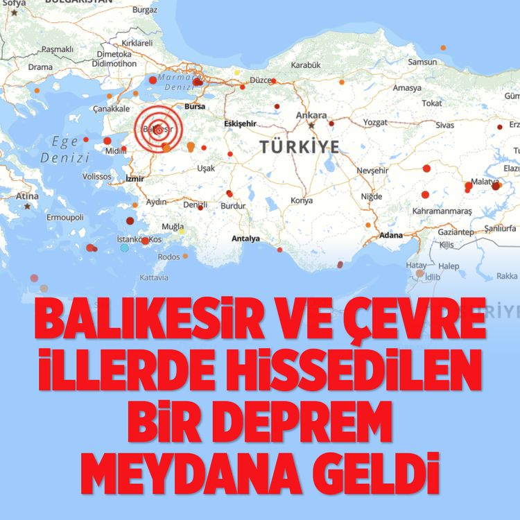 Balıkesir ve çevre illerde hissedilen bir deprem meydana geldi