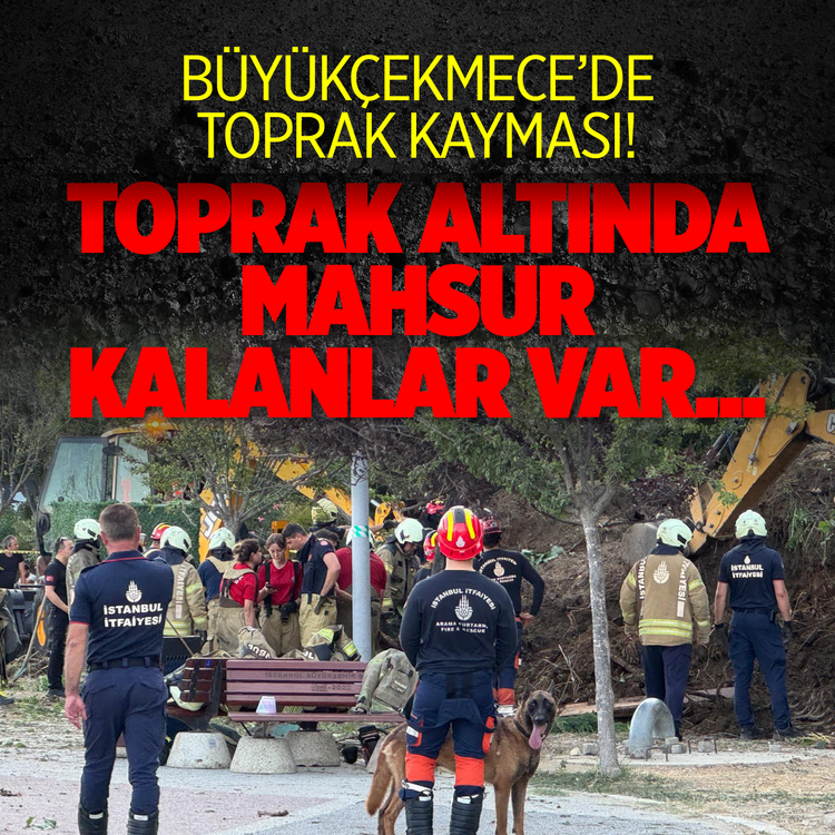 Büyükçekmece'de toprak kayması! Toprak altında mahsur kalanlar var...
