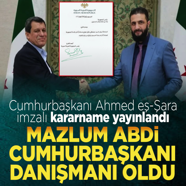 Cumhurbaşkanı Ahmed eş-Şara imzalı kararname yayınlandı: Mazlum Abdi cumhurbaşkanı danışmanı oldu