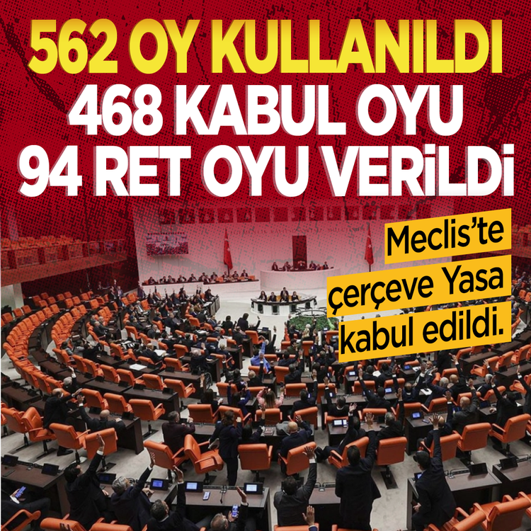 Meclis'te Çerçeve Yasa kabul edildi...  562 oy kullanıldı: 468 kabul oyu 94 ret oyu verildi