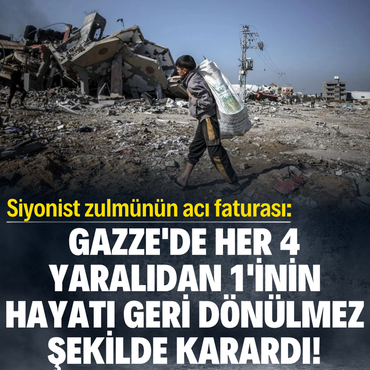Siyonist zulmünün acı faturası: Gazze'de her 4 yaralıdan 1'inin hayatı geri dönülmez şekilde karardı!