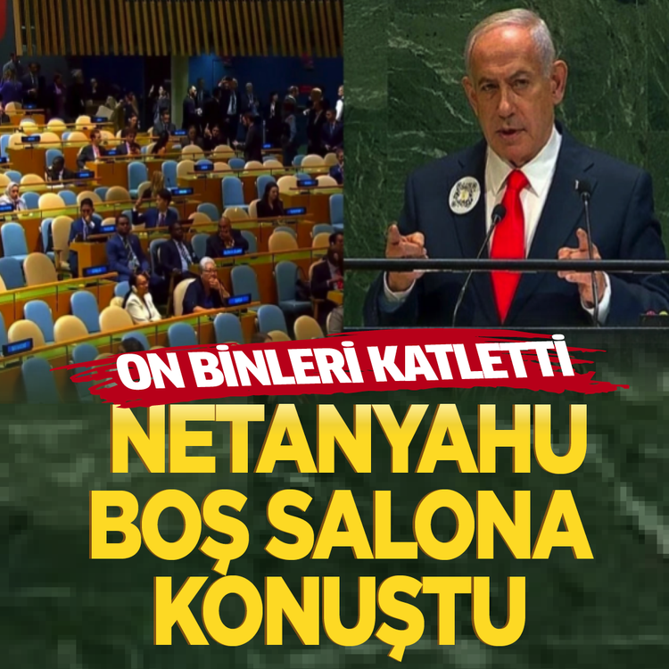 On binleri katleden Netanyahu BM’de boş salona konuştu! Ülkeler salonu terk etti