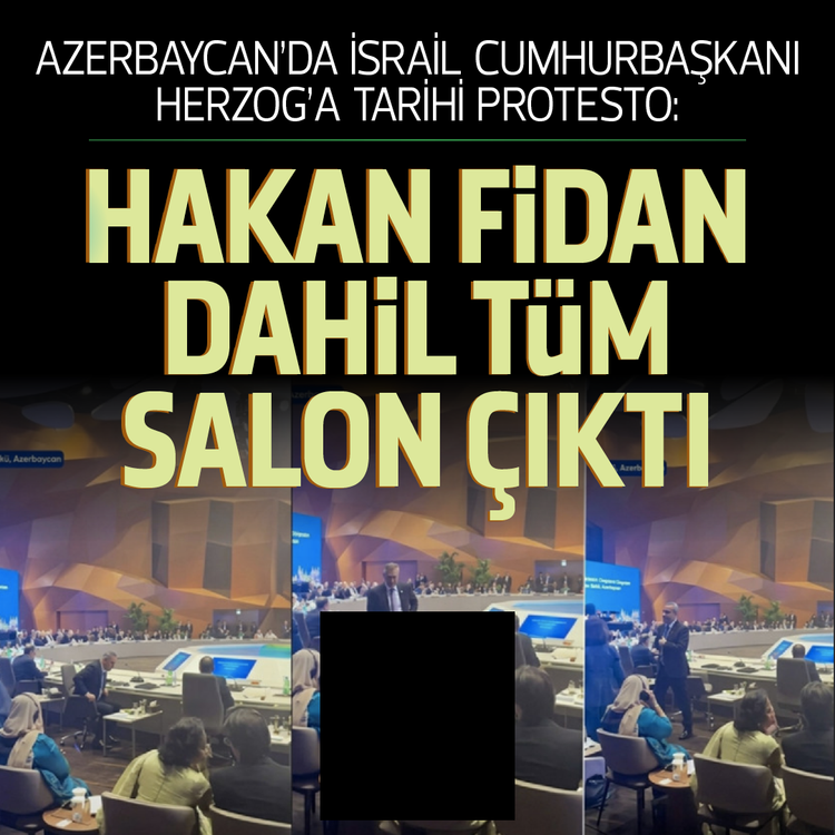 Azerbaycan'da tarihi İsrail tepkisi! Hakan Fidan dahil tüm salon çıktı