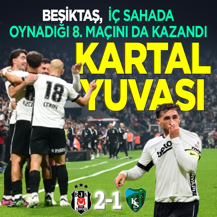 Beşiktaş, iç sahada oynadığı 8. maçını da kazandı! Kartal yuvası! Beşiktaş: 2 Kocaelispor: 1