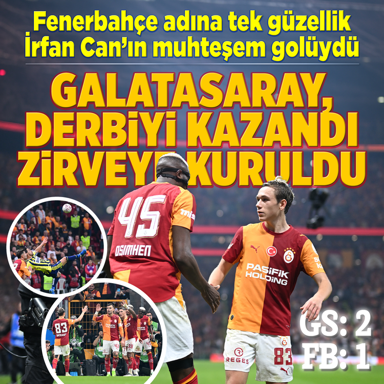 Dev derbide Osimhen şov: Galatasaray Fenerbahçe'yi 2 golle mağlup etti lider oldu