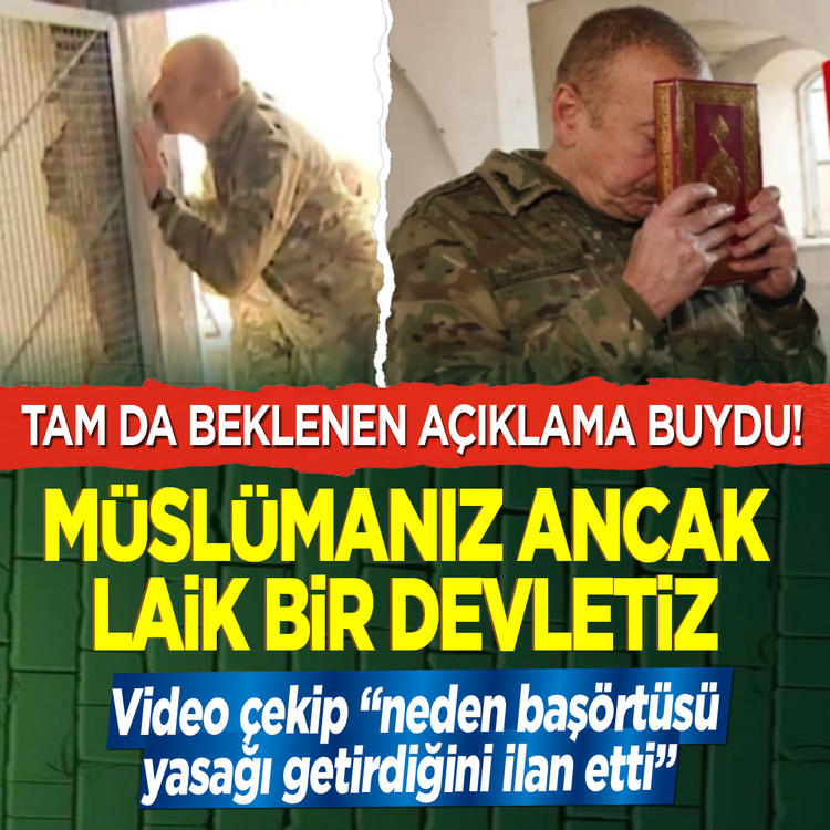 Tam da beklenen açıklama buydu!  Müslümanız ancak laik bir devletiz  Video çekip “neden başörtüsü yasağı getirdiğini ilan etti”