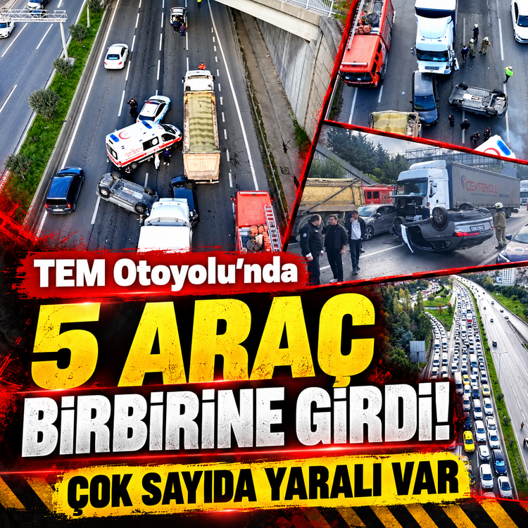 TEM Otoyolu'nda 5 araç birbirine girdi! Çok sayıda yaralı var