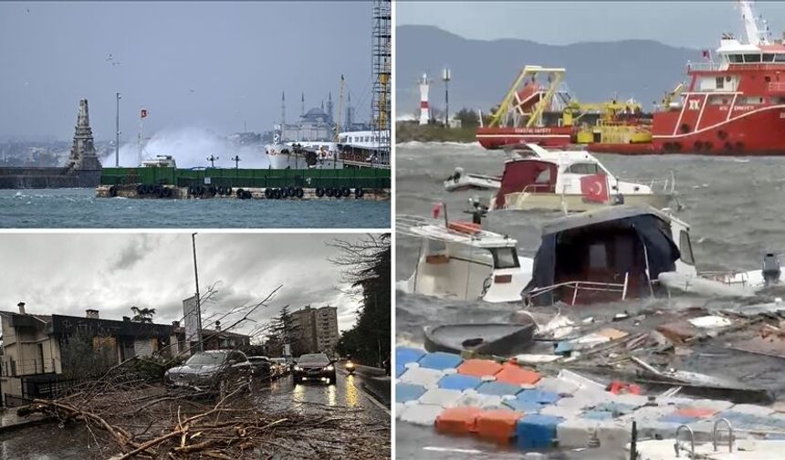 İstanbul'u fırtına vurdu! İşte dehşet veren manzaralar