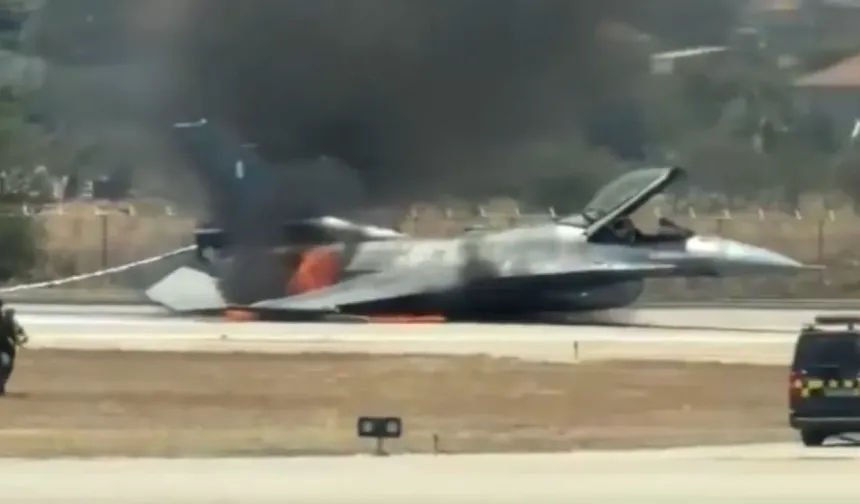 Yunanistan'da savaş uçağı dehşeti! F-16 alevlere teslim oldu