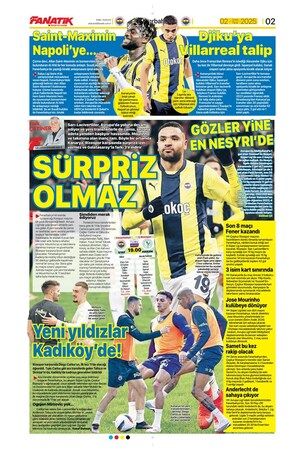 Spor haberleri: 2 Şubat 2025 gazete manşetleri