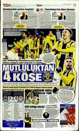 Spor haberleri: 3 Mart 2025 gazete manşetleri