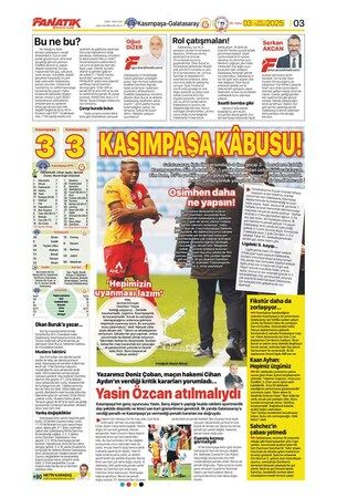 Spor haberleri: 3 Mart 2025 gazete manşetleri