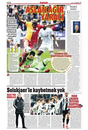 Spor haberleri: 3 Mart 2025 gazete manşetleri