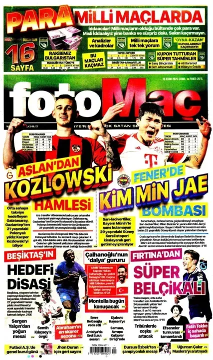 Spor haberleri: 10 Ekim 2025 gazetelerde futbol manşetleri