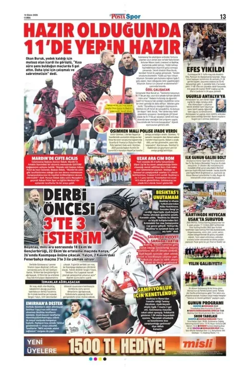 Spor haberleri: 10 Ekim 2025 gazetelerde futbol manşetleri