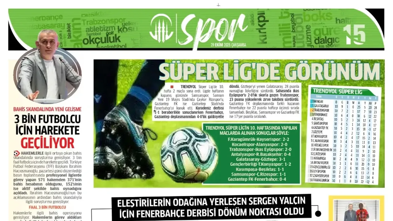 Spor haberleri: 29 Ekim 2025 gazetelerde futbol manşetleri