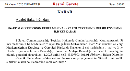 Bilecik'te Idare Mahkemesi Kurulması Kararlaştırıldı!H