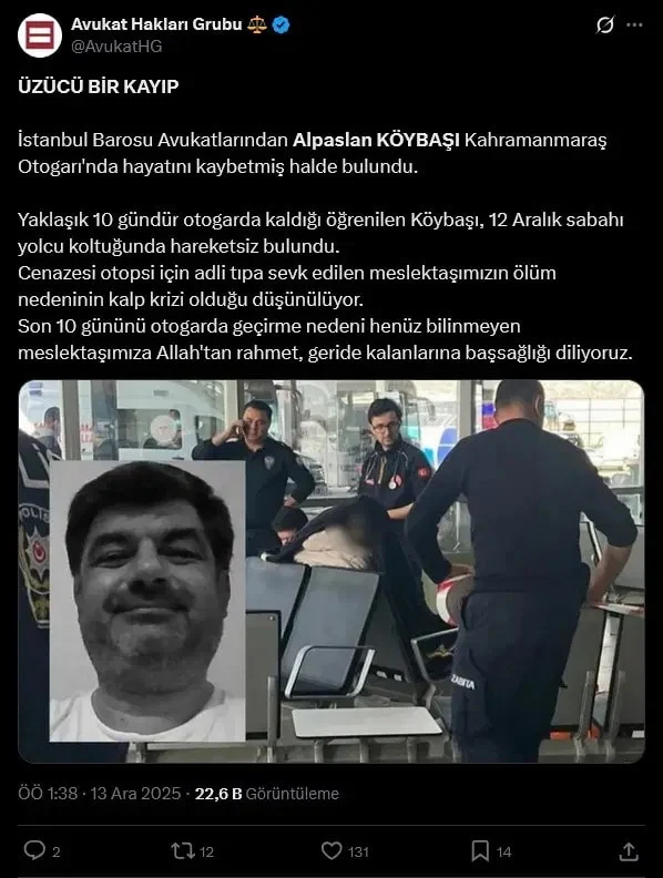 10 Gündür Otogarda Yaşıyordu Avukatın Acı Sonu Koltukta Geldi (1)