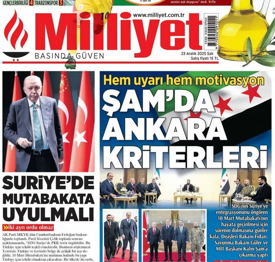 Aralık 2024 Millî Gazete’nin Manşeti, Aralık 2025 Diğer Gazetelerin Manşetleri Bir Yıl Geriden Geliyorlar (3)