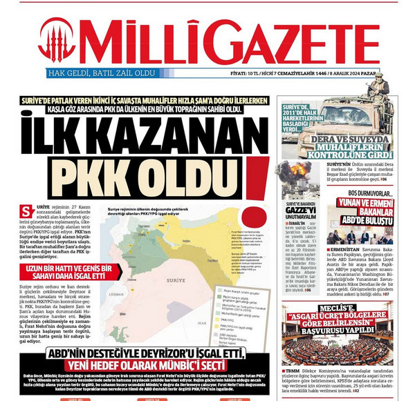 Aralık 2024 Millî Gazete’nin Manşeti, Aralık 2025 Diğer Gazetelerin Manşetleri Bir Yıl Geriden Geliyorlar (4)