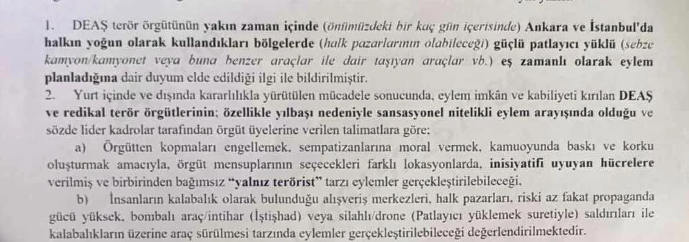 Jandarma Dan Uyari Isid Yilbasinda Saldiri Gerceklestirebilir