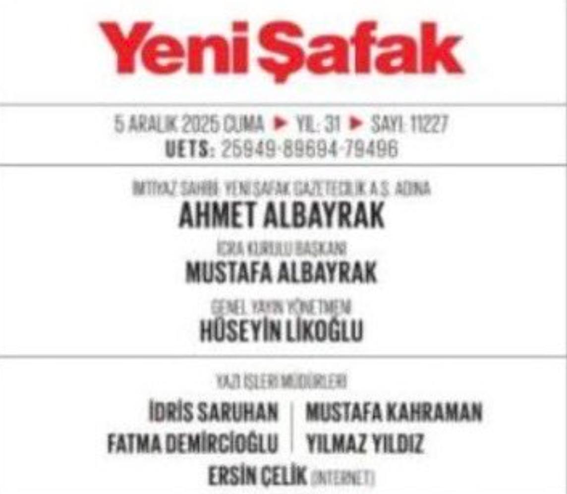 Yeni Şafak’ta Ilginç Gelişme Genel Yayın Yönetmeni Likoğlu Künyeden Çıkarıldı! Peki Sebebi Nez