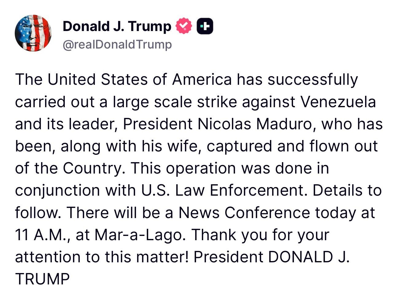 Abd Başkanı Trump Duyurdu... Saldırı Başarıyla Gerçekleştirildi, Maduro Ve Eşi Kaçırıldı