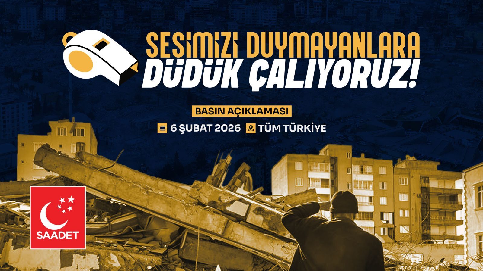 Kahramanmaraş Merkezli 6 Şubat Depremlerinin Üzerinden 3 Yıl Geçerken Saadet Partisinden Farkındalık Eylemi Geldi.