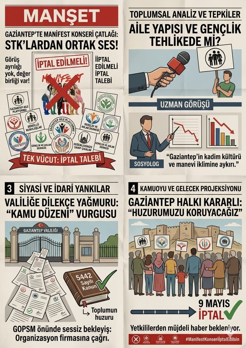 Gaziantep’te Ahlaksızlığa Geçit Yok! Manifest Konseri Kentte Tepki Çekti İptal Edilsin Çağrıları Çığ Gibi