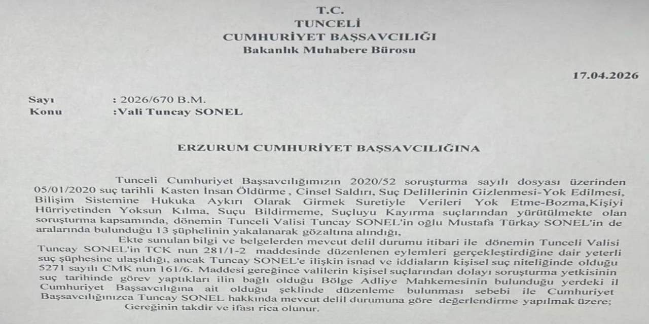 Son Dakika Eski Tunceli Valisi Tuncay Sonele Sorusturma Baslatildi 2