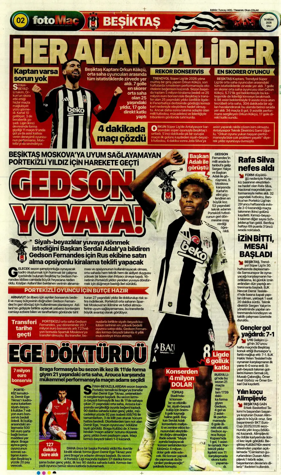 Spor Haberleri 14 Nisan 2026 Gazetelerde Futbol Manşetleri (1)