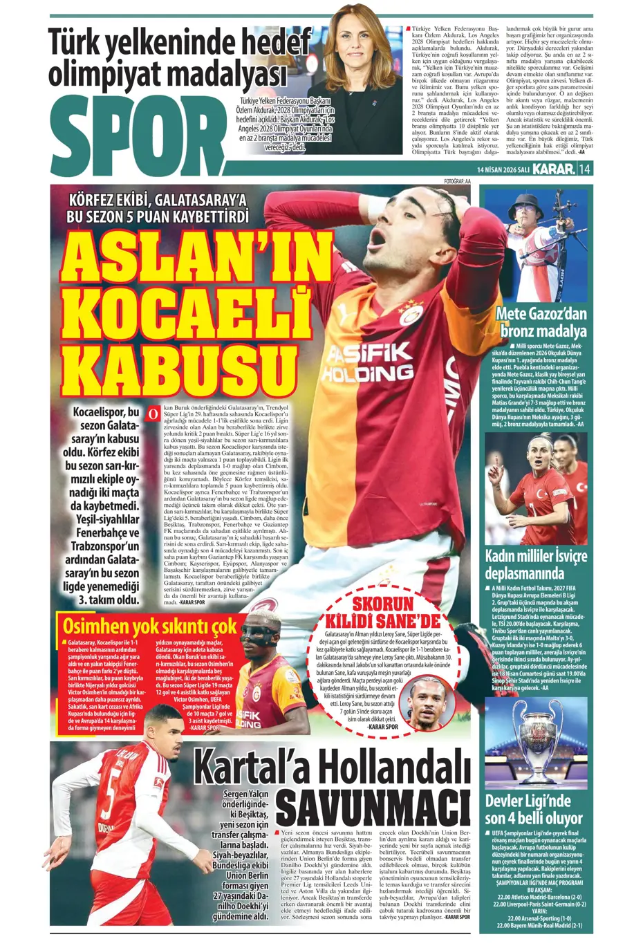 Spor Haberleri 14 Nisan 2026 Gazetelerde Futbol Manşetleri (10)