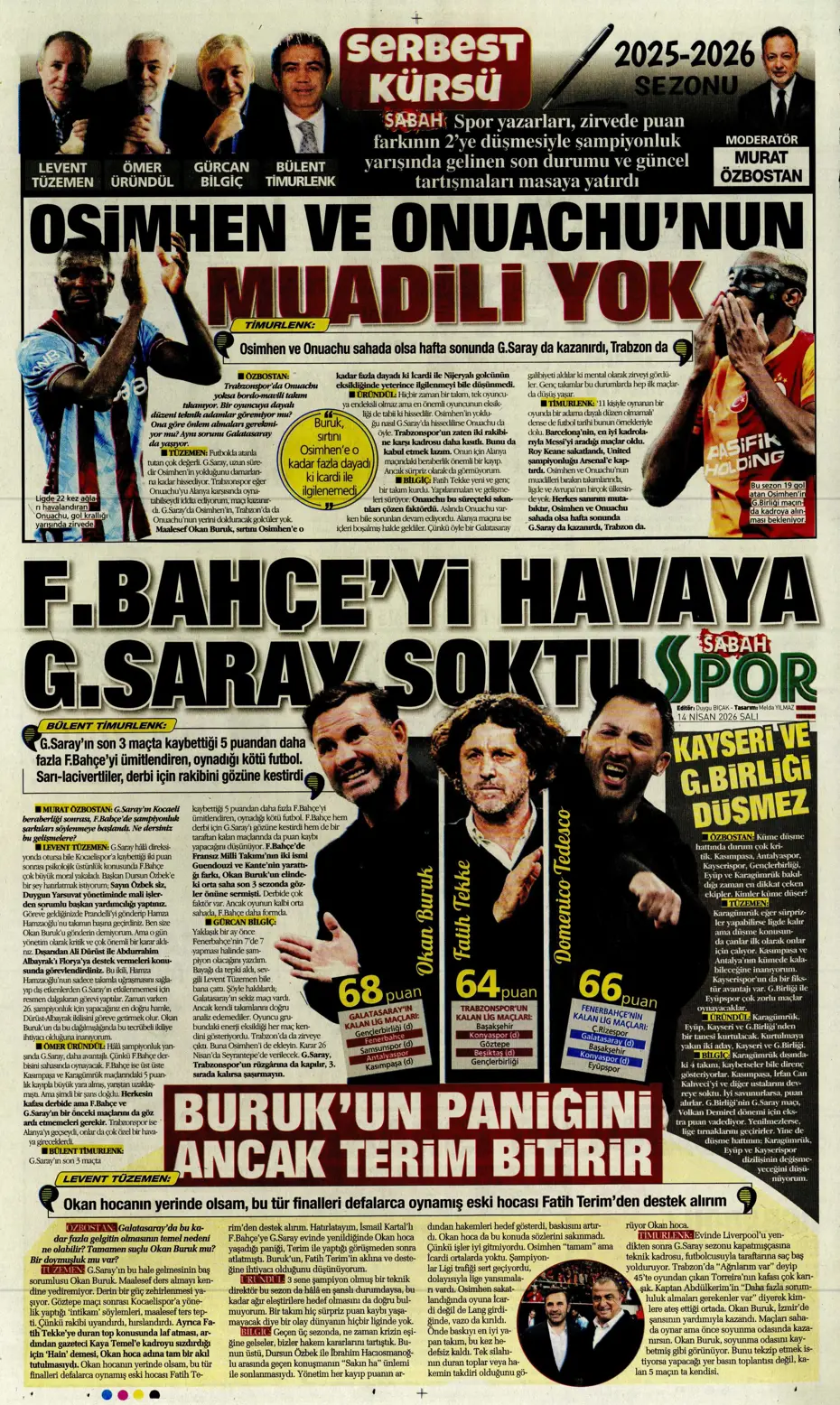 Spor Haberleri 14 Nisan 2026 Gazetelerde Futbol Manşetleri (18)