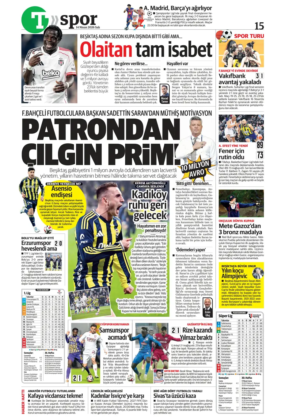 Spor Haberleri 14 Nisan 2026 Gazetelerde Futbol Manşetleri (28)