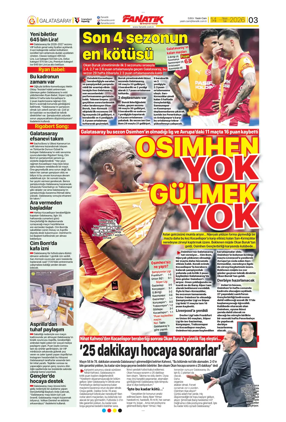 Spor Haberleri 14 Nisan 2026 Gazetelerde Futbol Manşetleri (34)