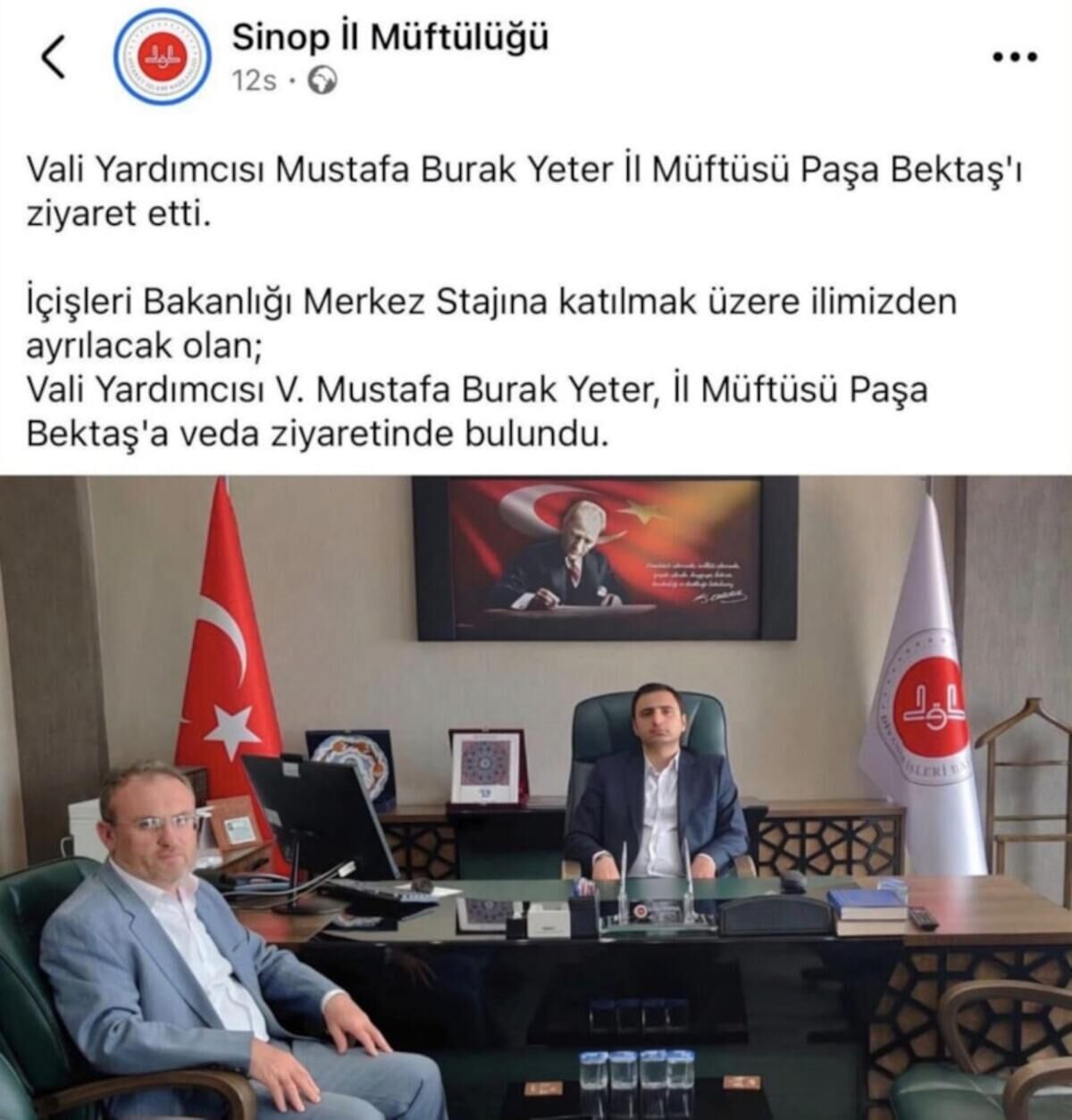 Sinop İl Müftülüğü'nde Protokol Krizi Stajyer Vekil Makam Koltuğuna Oturdu!V