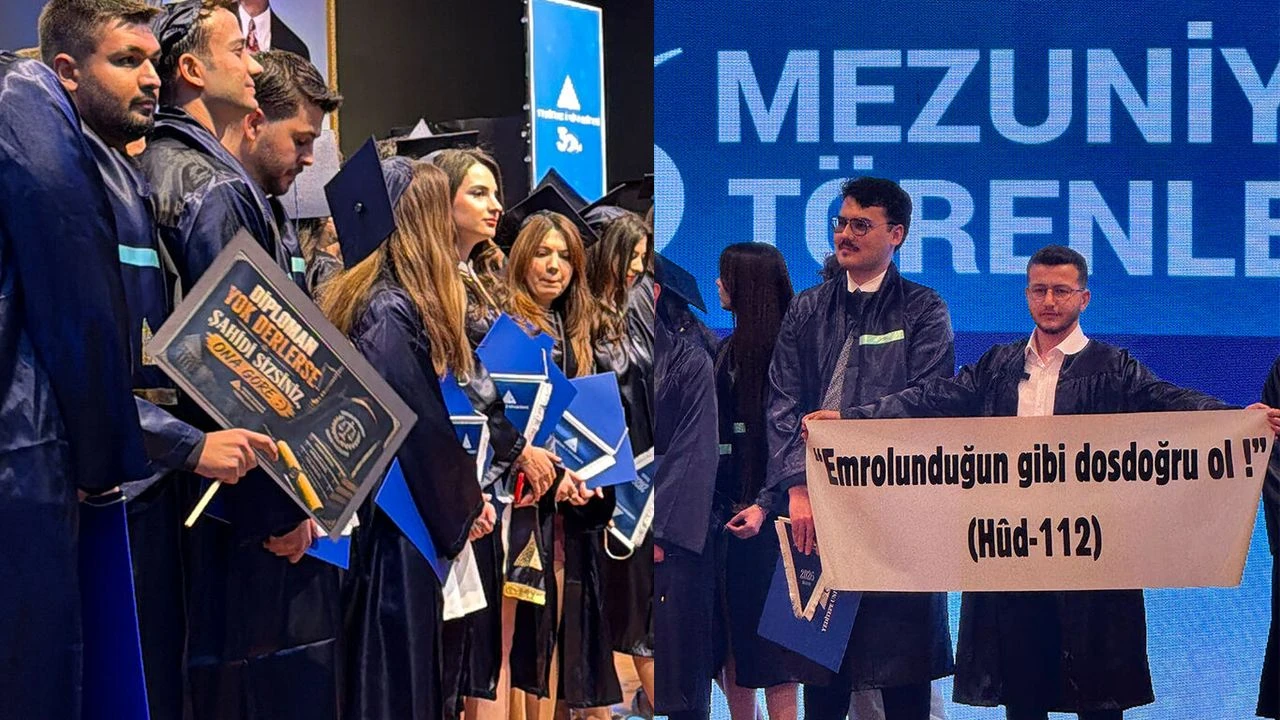Bu ne hazımsızlık bu ne kepazelik! Mezuniyet töreninde Allah’ın kelamını hatırlatan öğrencilere müdahale